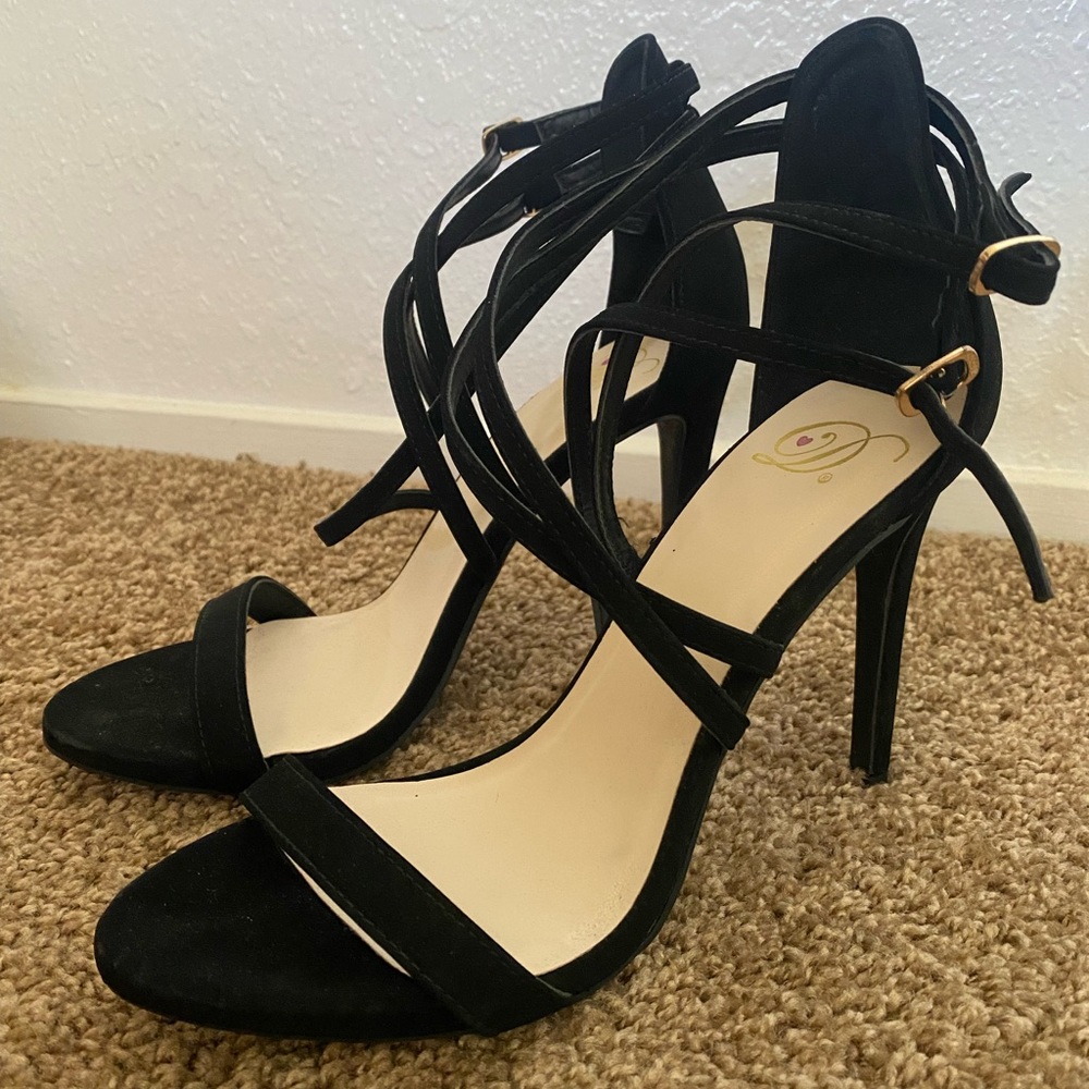 Brand new black  cross strap Stilettos